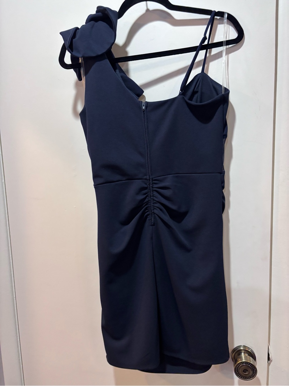 One-Shoulder Navy Ruffle Dress - Picture 3 of 5